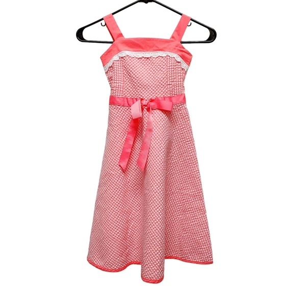 Jenny & Me Pink Plaid Dress Girls 7 Gingham Print Aline Dress
